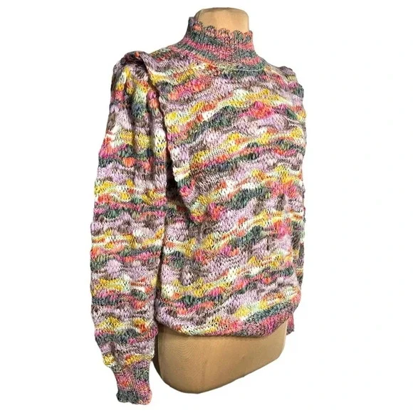 Democracy mock neck pink purple gray variegated sweater size Medium - Picture 5 of 12